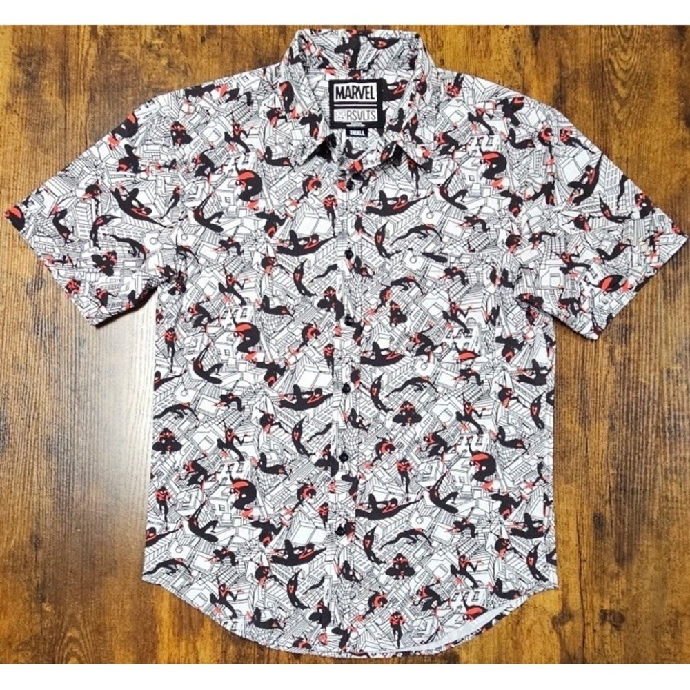 RSVLTS Marvel Spider-Man Miles Morales "City Slinger" B/U Shirt Men's Size Small